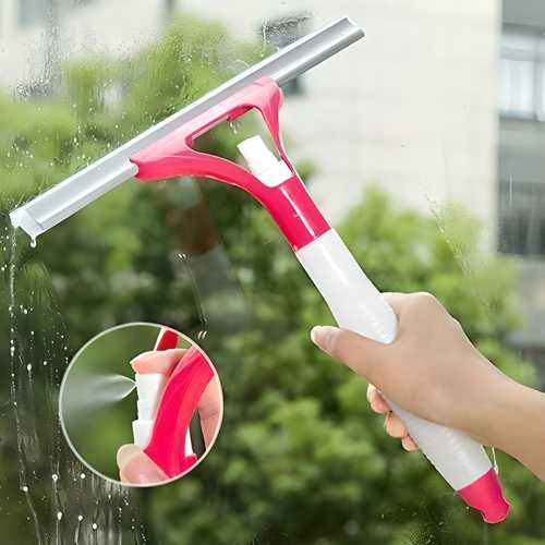 Rubber and Aluminum glass Wiper with Water Sprayer Tool