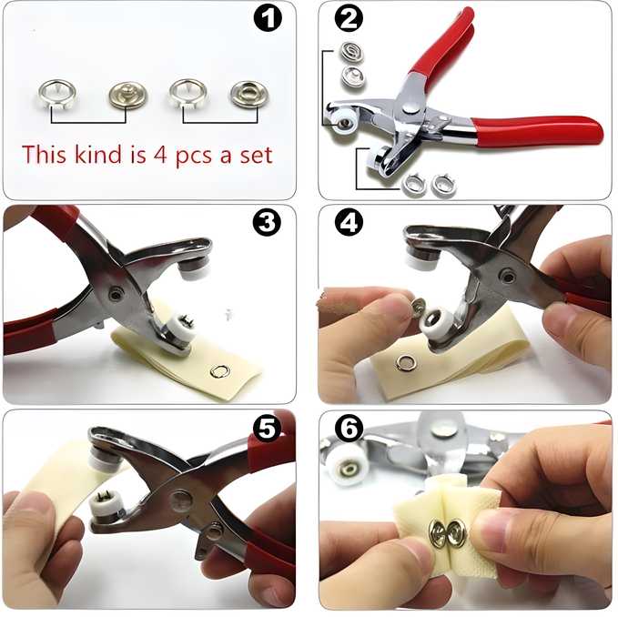 Metal Studs-100 Sets Copper Prong Snap Buttons with Pliers