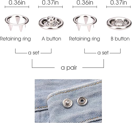 Metal Studs-100 Sets Copper Prong Snap Buttons with Pliers