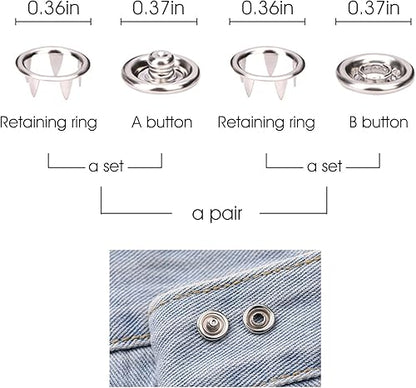 Metal Studs-100 Sets Copper Prong Snap Buttons with Pliers