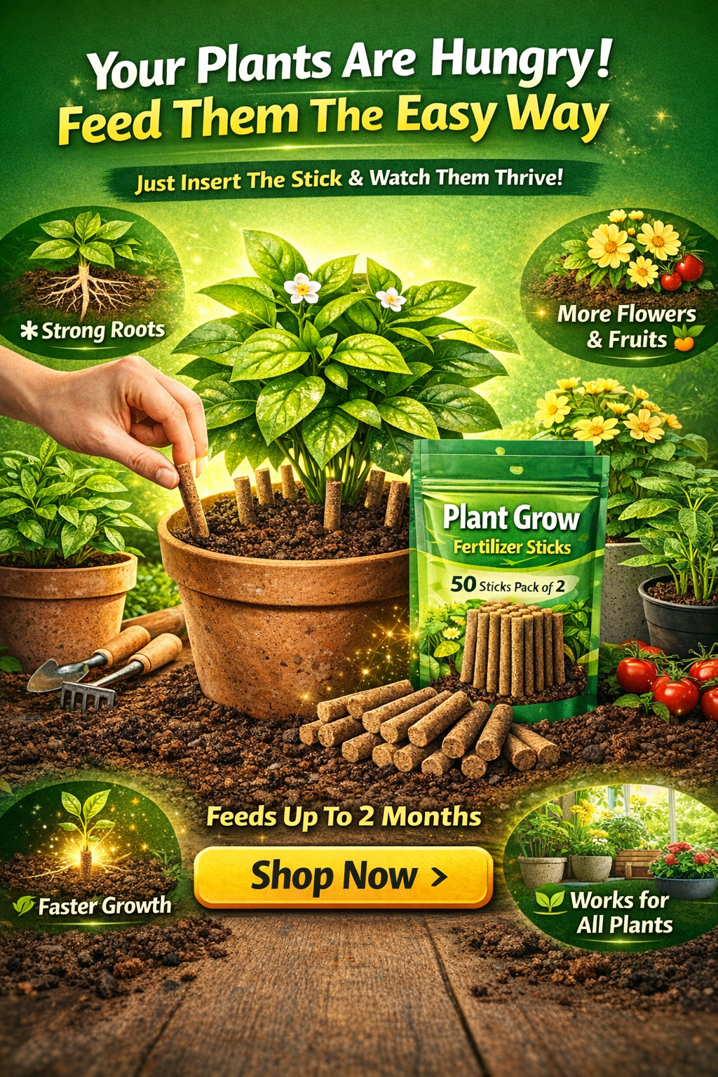 Plant Grow Fertilizer Sticks for Plants (Buy 1 get 1 free)